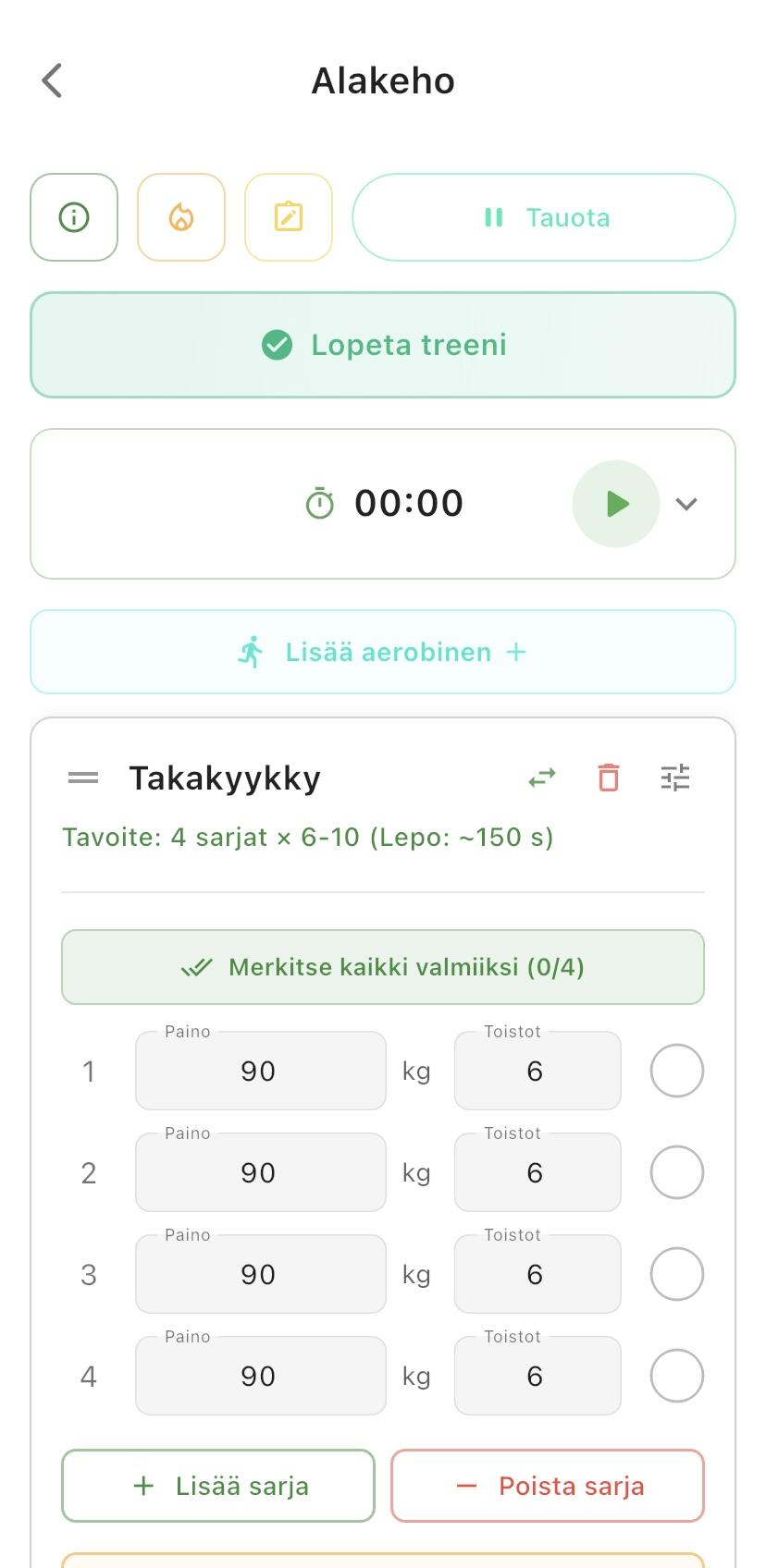 Treeni-näkymä